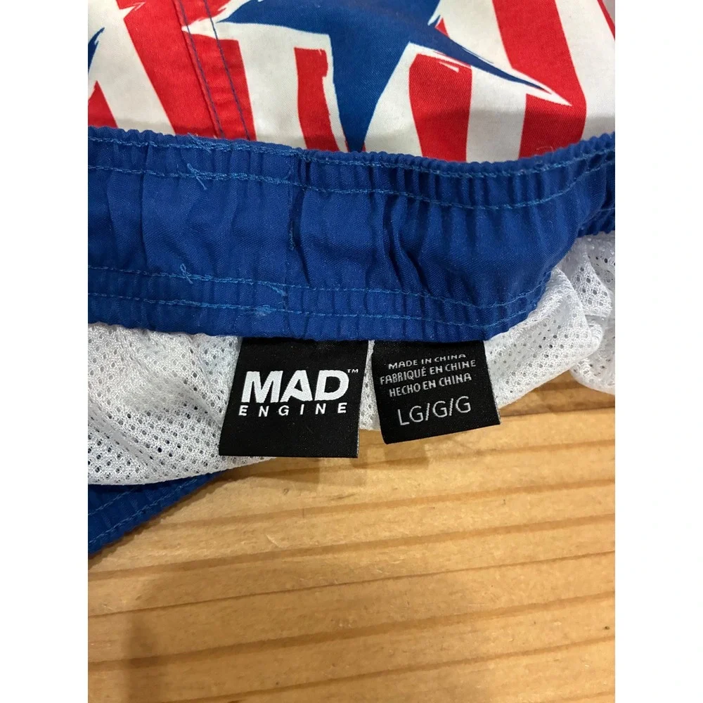 Mad Engine Stars and Stripes Patriotic Swim Trunks Board Shorts Mens Large